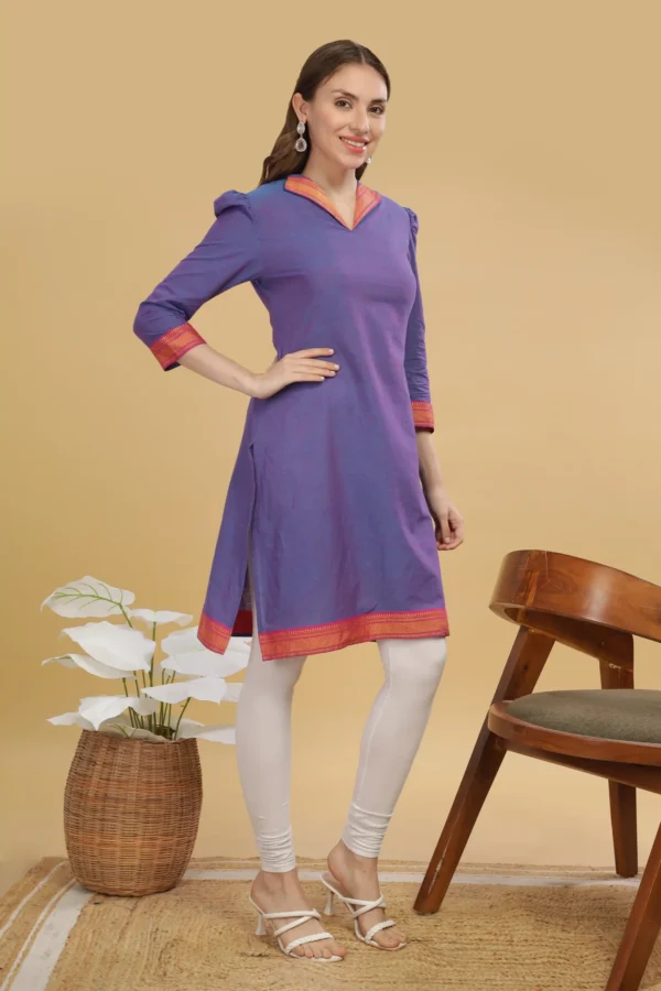 Mangalagiri Cotton Fancy Collar Kurti