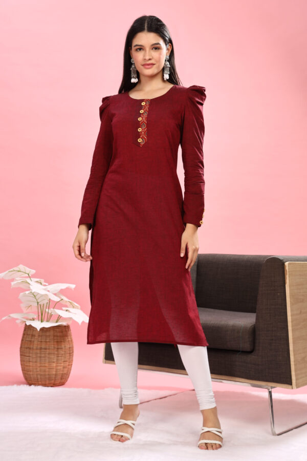 Handloom Full sleeve kurti - Image 3