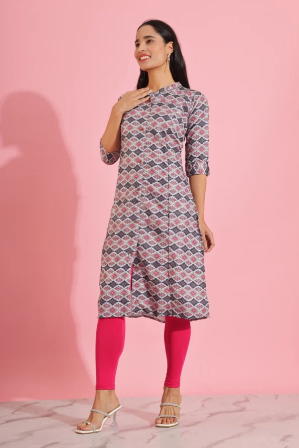 Geometric Printed Multicoloured Straight Kurti