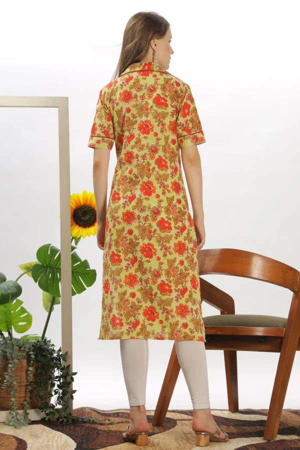 Printed Jaipur Cotton Coat Collar Kurti - Image 4