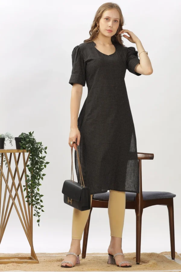 Micro Checked Black Kurti