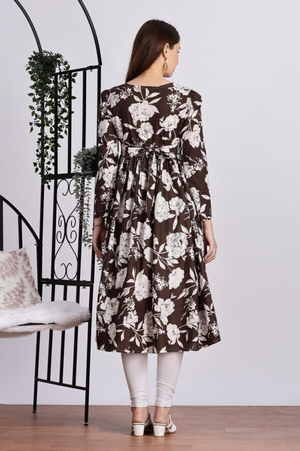 BROWN FLORAL PRINT ANARKALI - Image 2