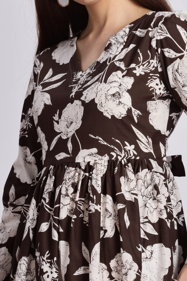 BROWN FLORAL PRINT ANARKALI - Image 3