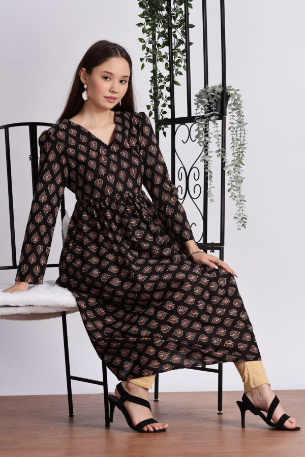 BLACK PRINTED ANARKALI - Image 5