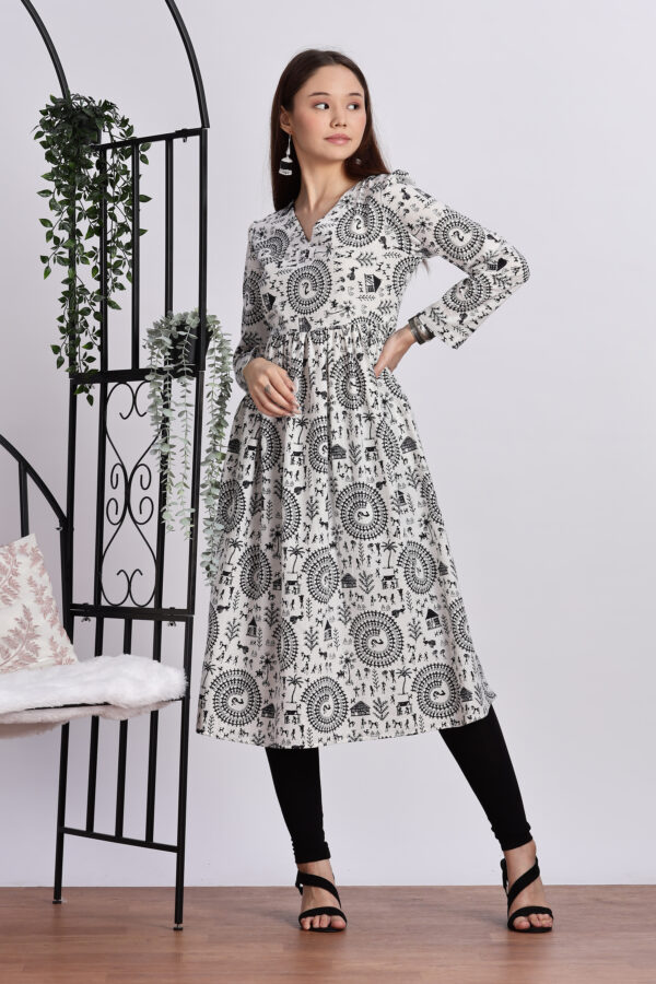 WHITE WALLI PRINTED ANARKALI - Image 4