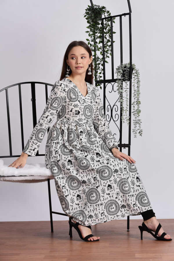 WHITE WALLI PRINTED ANARKALI - Image 5