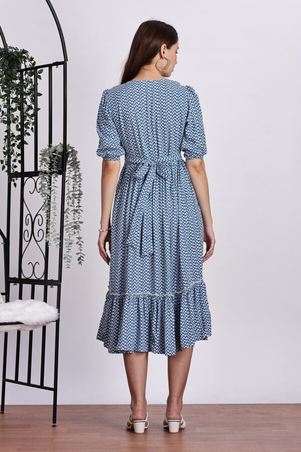 BLUE PRINTED PARTY GOWN - Image 2
