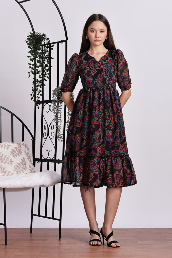 MULTICOLOUR FLORAL PRINT GOWN