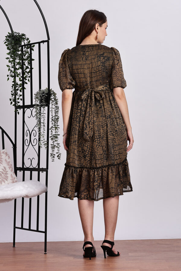 BROWN CROCODILE PRINT DRESS - Image 2
