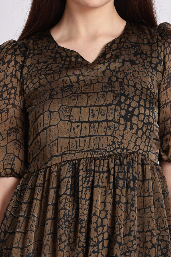 BROWN CROCODILE PRINT DRESS - Image 3