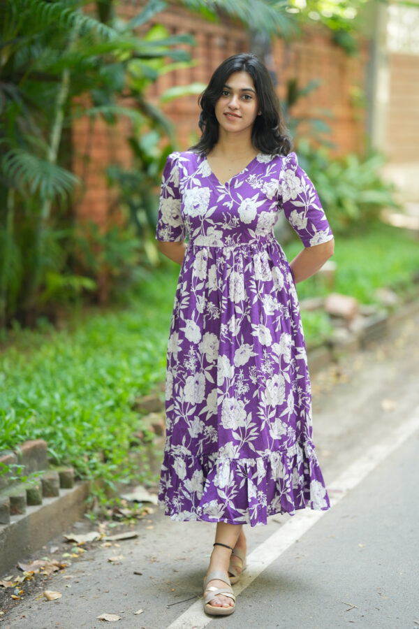 Floral Violet V Neck Gown - Image 2