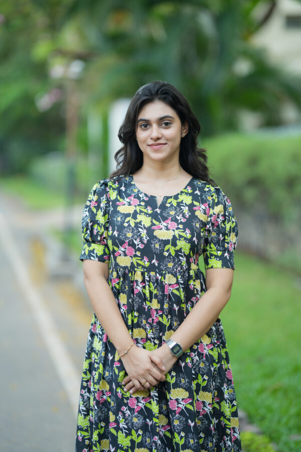 Elegant Black- Green Floral Gown