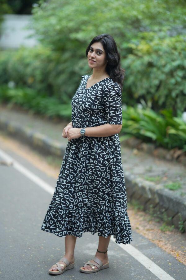 Black & white Alphabet print Gown - Image 4