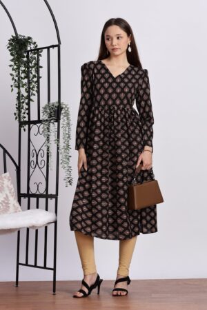 BLACK PRINTED ANARKALI