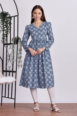 BLUE PRINTED ANARKALI