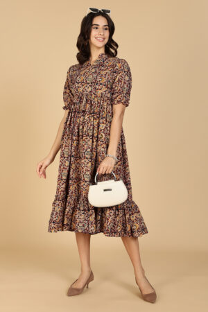 Dark Brown Kalamkari Maxi