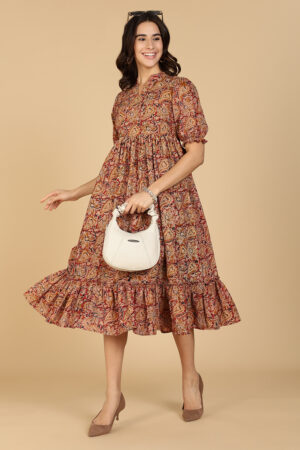 Reddish brown Kalamkari Maxi
