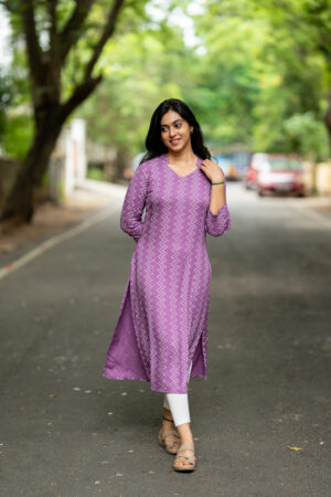 Purple & White design Kurti