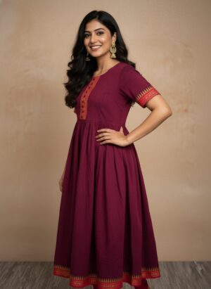 Mangalagiri Cotton Anarkali- Violet