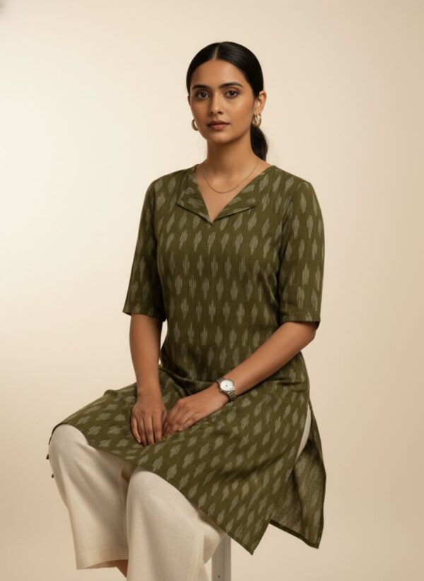 Stylish Ikat Light Green Kurti