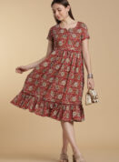 Crimson Charm Cotton Gown