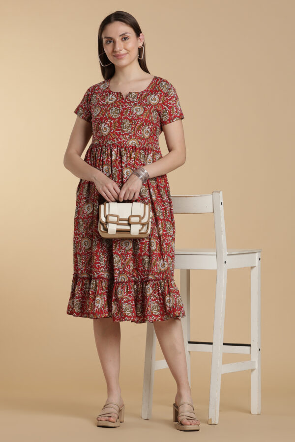 Crimson Charm Cotton Gown