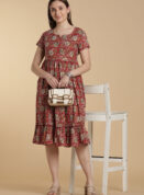 Crimson Charm Cotton Gown