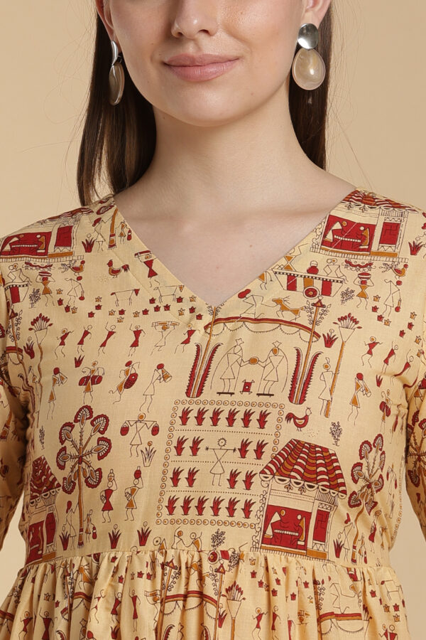 Red Accent Cotton Gown