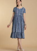 Indigo Block Bloom Gown