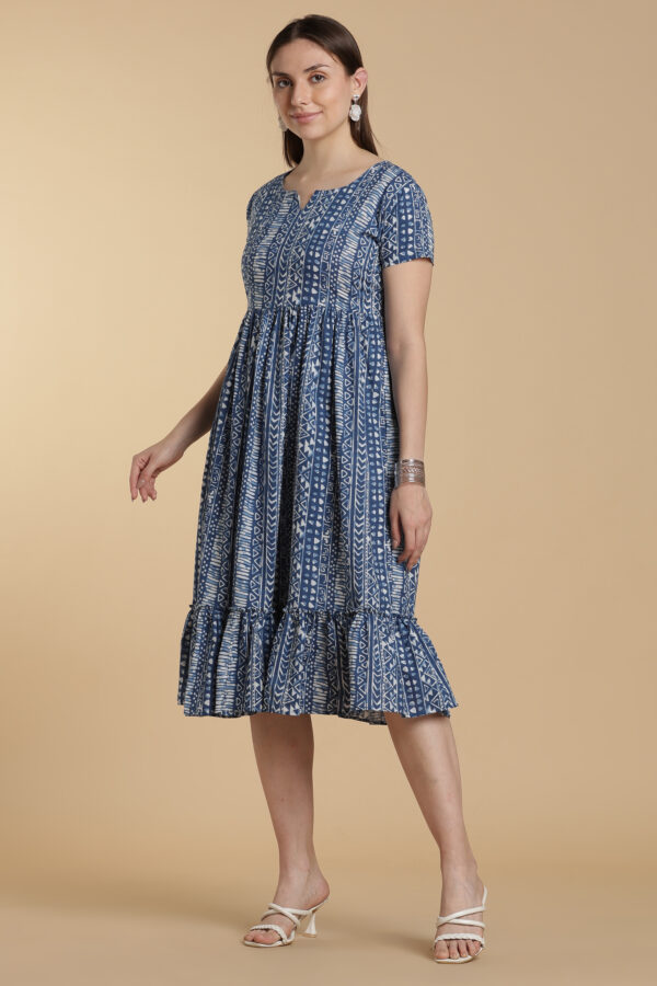 Indigo Block Bloom Gown