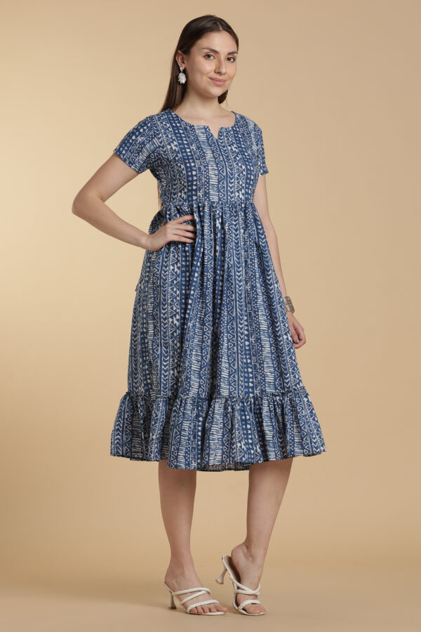 Indigo Block Bloom Gown