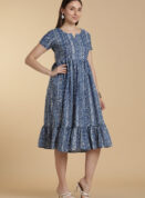 Indigo Block Bloom Gown