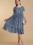 Indigo Block Bloom Gown