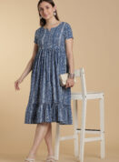 Indigo Block Bloom Gown