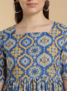 Sky Calm Cotton Pa-Neck Gown