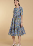 Sky Calm Cotton Pa-Neck Gown