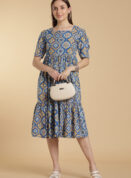 Sky Calm Cotton Pa-Neck Gown