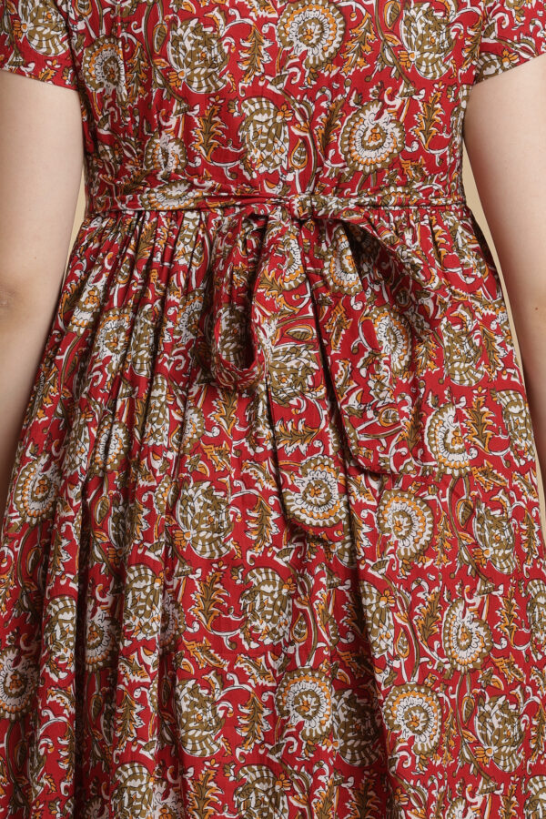 Crimson Charm Cotton Gown