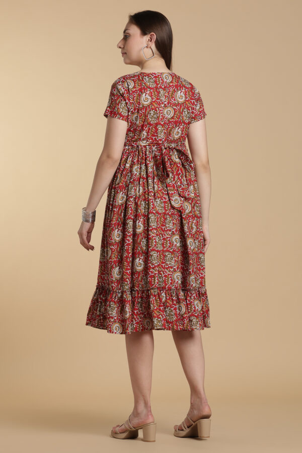 Crimson Charm Cotton Gown