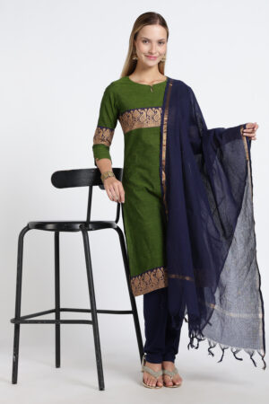 Home 23 Women Clothing Store Traditional Border Style Kurti - Green