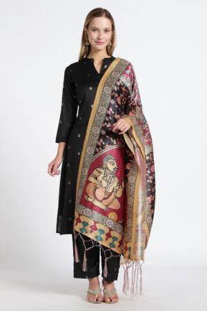 Home 25 Women Clothing Store Silk Cotton Kurti Set- Black