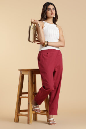 Cotton Comfort Pants - Maroon