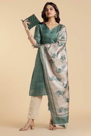 Light Green- Premium Tussar Silk Kurti