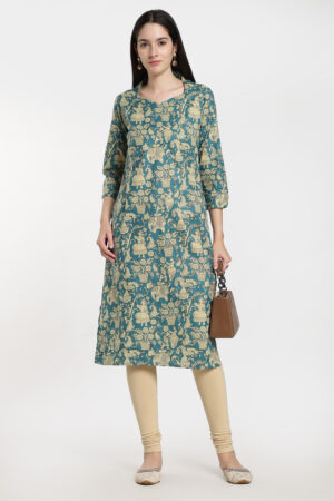 Cotton Print Kurti - Green
