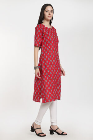 Cotton Print Kurti -Red