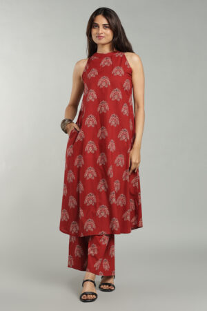 Dusty Rose Floral Printed Co-ord Set with Pockets